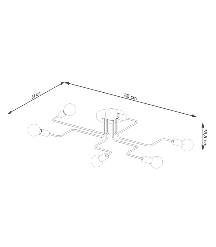 Vector Multi Arm Semi Flush Ceiling Lamp 6 White-5