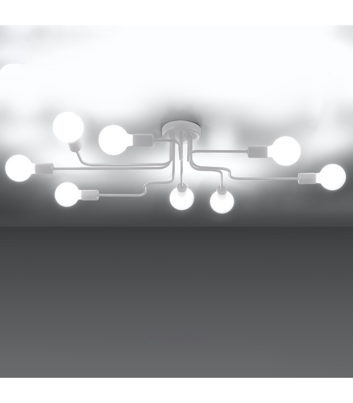 Vector Multi Arm Semi Flush Ceiling Lamp 8 White-2