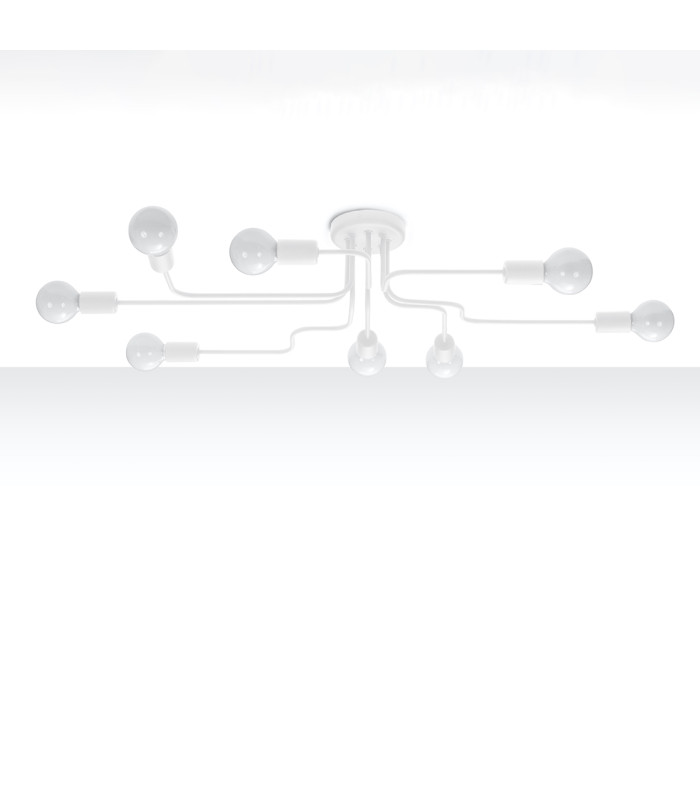 Vector Multi Arm Semi Flush Ceiling Lamp 8 White-3