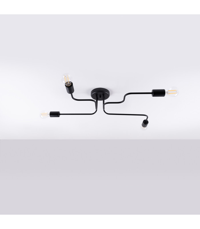 Vector Multi Arm Semi Flush Ceiling Lamp 4 Black-3