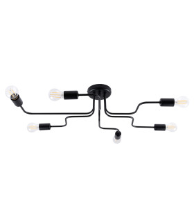 Vector Multi Arm Semi Flush Ceiling Lamp 6 Black-1