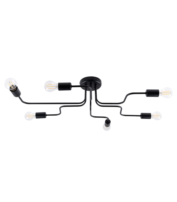 Vector Multi Arm Semi Flush Ceiling Lamp 6 Black-1