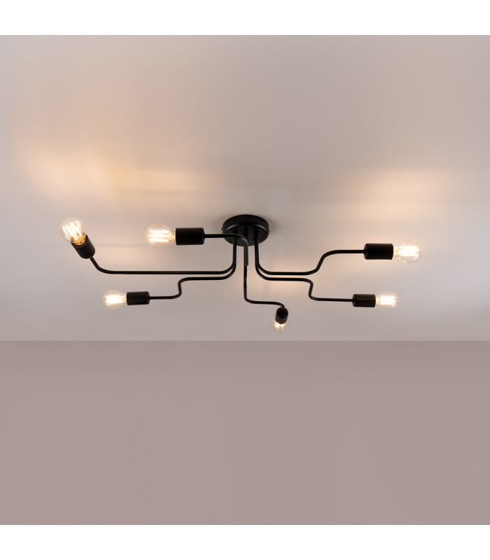 Vector Multi Arm Semi Flush Ceiling Lamp 6 Black-2