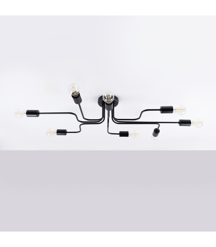 Vector Multi Arm Semi Flush Ceiling Lamp 8 Black-3
