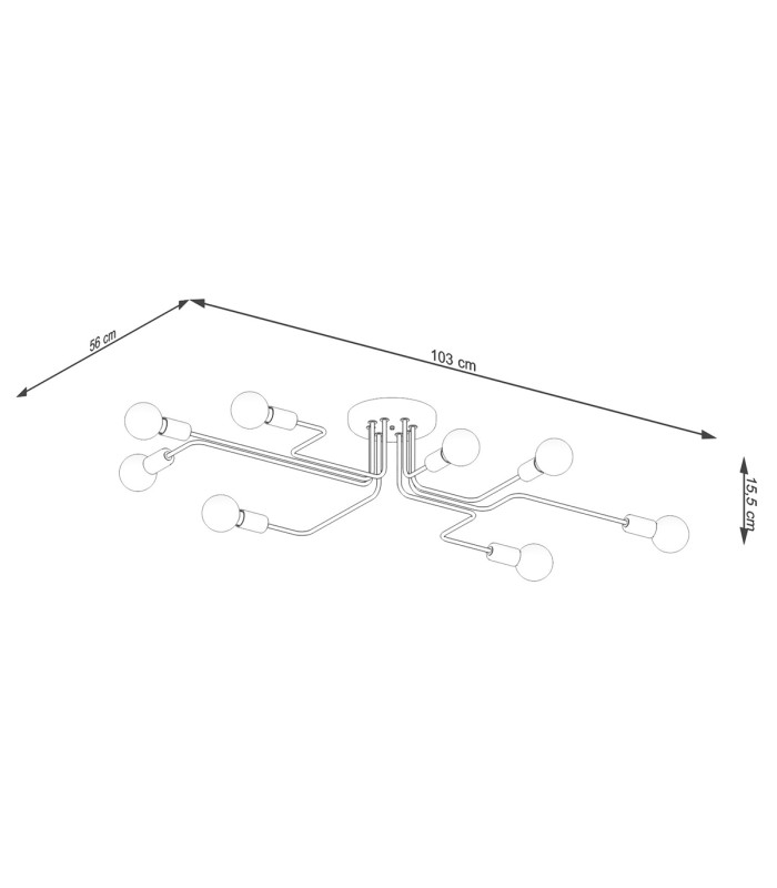 Vector Multi Arm Semi Flush Ceiling Lamp 8 Black-4