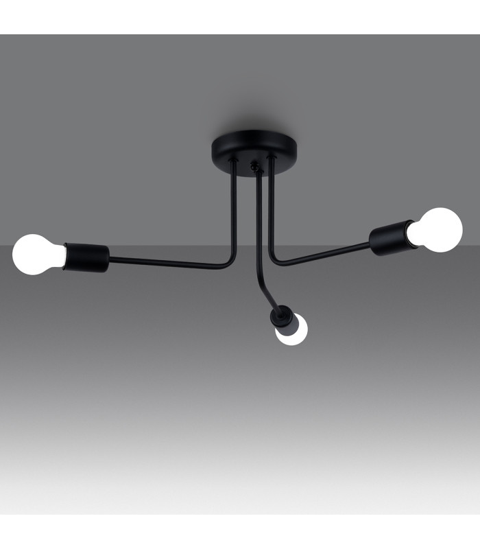 Norah Multi Arm Semi Flush Ceiling Lamp 3 Black-2