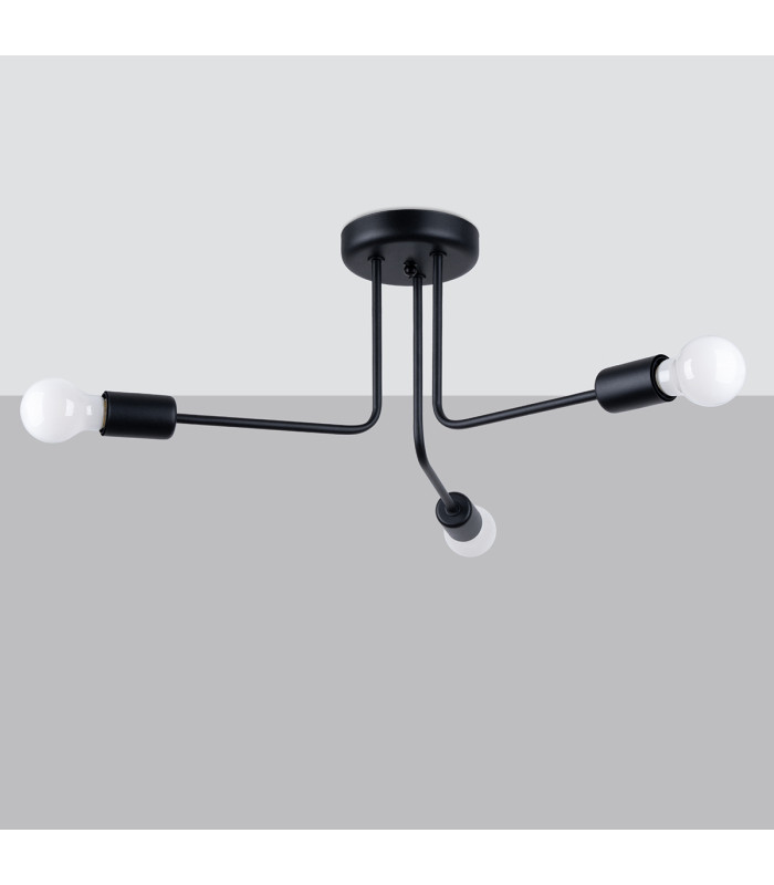 Norah Multi Arm Semi Flush Ceiling Lamp 3 Black-3