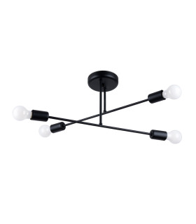 Norah Multi Arm Semi Flush Ceiling Lamp 4 Black-1