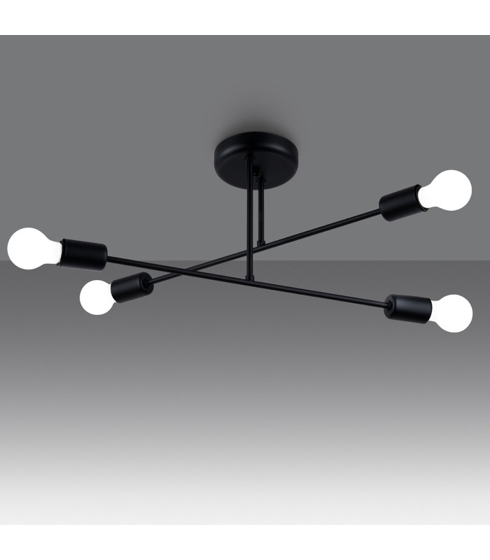 Norah Multi Arm Semi Flush Ceiling Lamp 4 Black-2