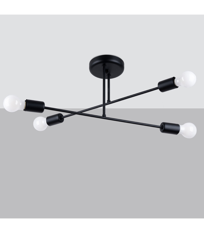 Norah Multi Arm Semi Flush Ceiling Lamp 4 Black-3