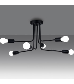 Norah Multi Arm Semi Flush Ceiling Lamp 6 Black-2