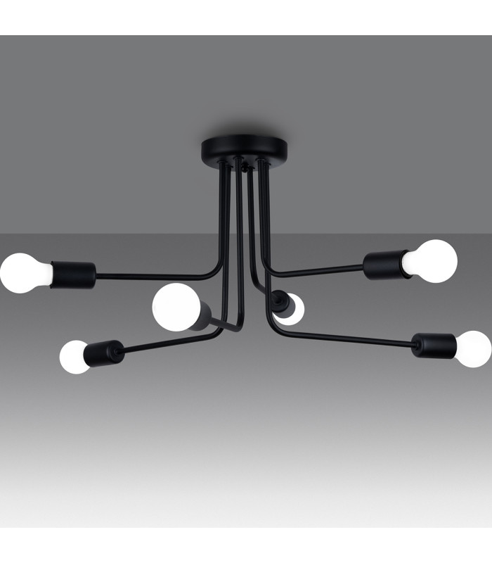 Norah Multi Arm Semi Flush Ceiling Lamp 6 Black-2