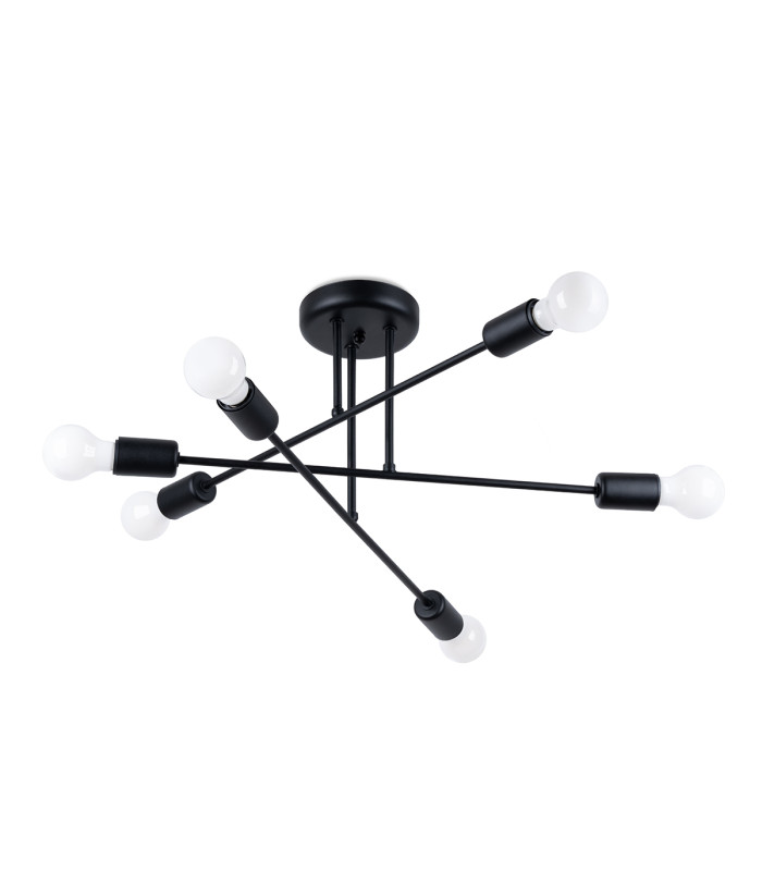 Norah Multi Arm Semi Flush Ceiling Lamp v2 6 Black-1