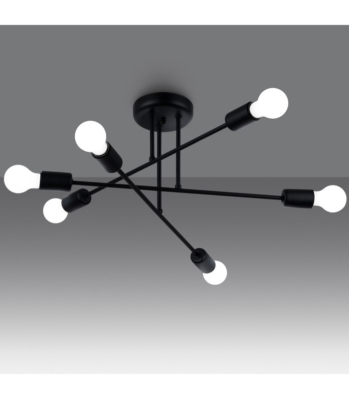 Norah Multi Arm Semi Flush Ceiling Lamp v2 6 Black-2