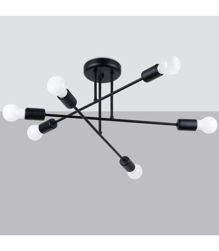 Norah Multi Arm Semi Flush Ceiling Lamp v2 6 Black-3