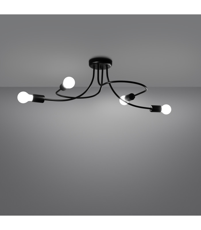 Levar Multi Arm Semi Flush Ceiling Lamp 4 Black-2