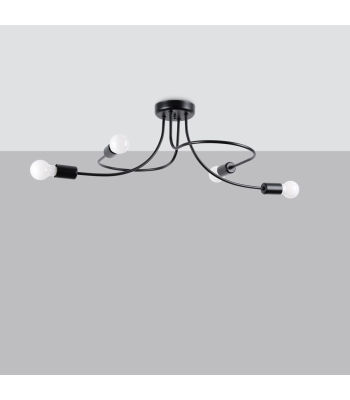Levar Multi Arm Semi Flush Ceiling Lamp 4 Black-3