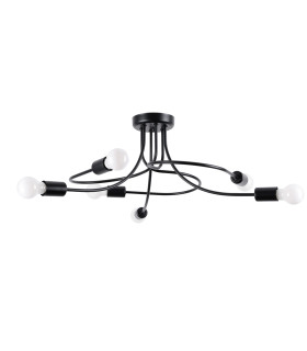 Levar Multi Arm Semi Flush Ceiling Lamp 6 Black-1