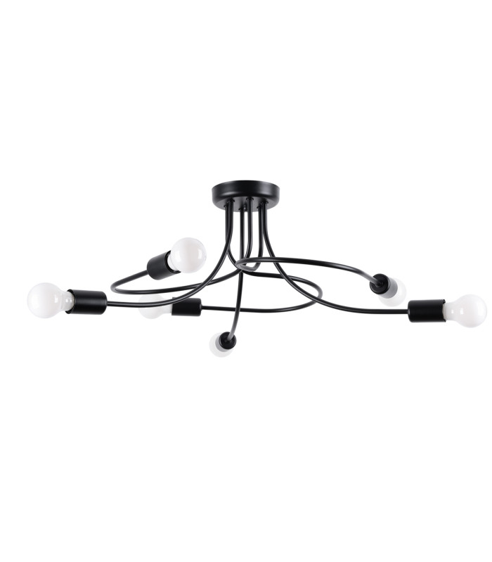 Levar Multi Arm Semi Flush Ceiling Lamp 6 Black-1