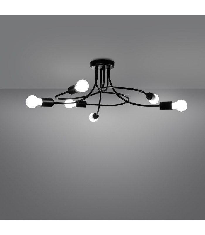 Levar Multi Arm Semi Flush Ceiling Lamp 6 Black-2