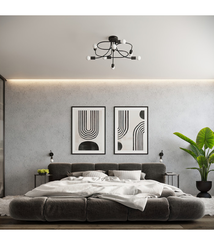 Levar Multi Arm Semi Flush Ceiling Lamp 6 Black-8