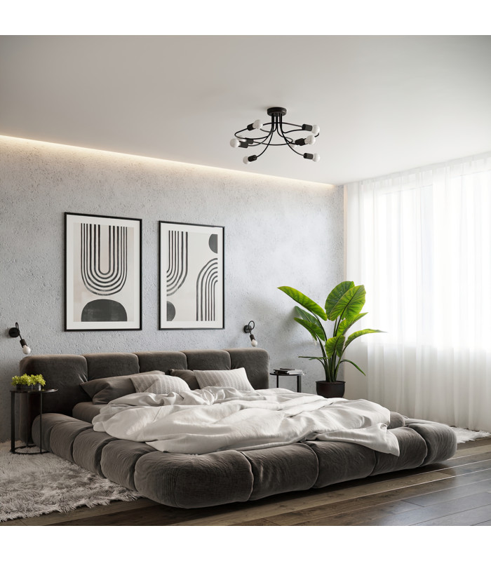 Levar Multi Arm Semi Flush Ceiling Lamp 6 Black-9