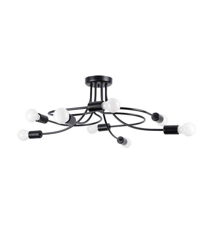 Levar Multi Arm Semi Flush Ceiling Lamp 8 Black-1