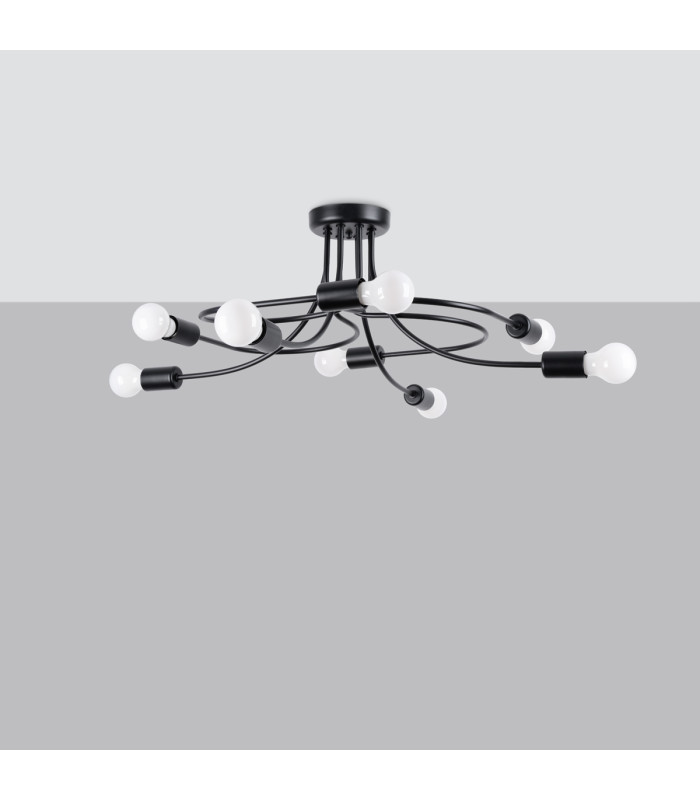 Levar Multi Arm Semi Flush Ceiling Lamp 8 Black-3