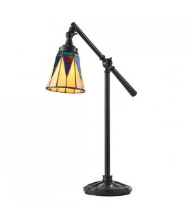 1 Light Task Table Lamp Satin Black With Glass Inserts, Tiffany Style, E14 - 1