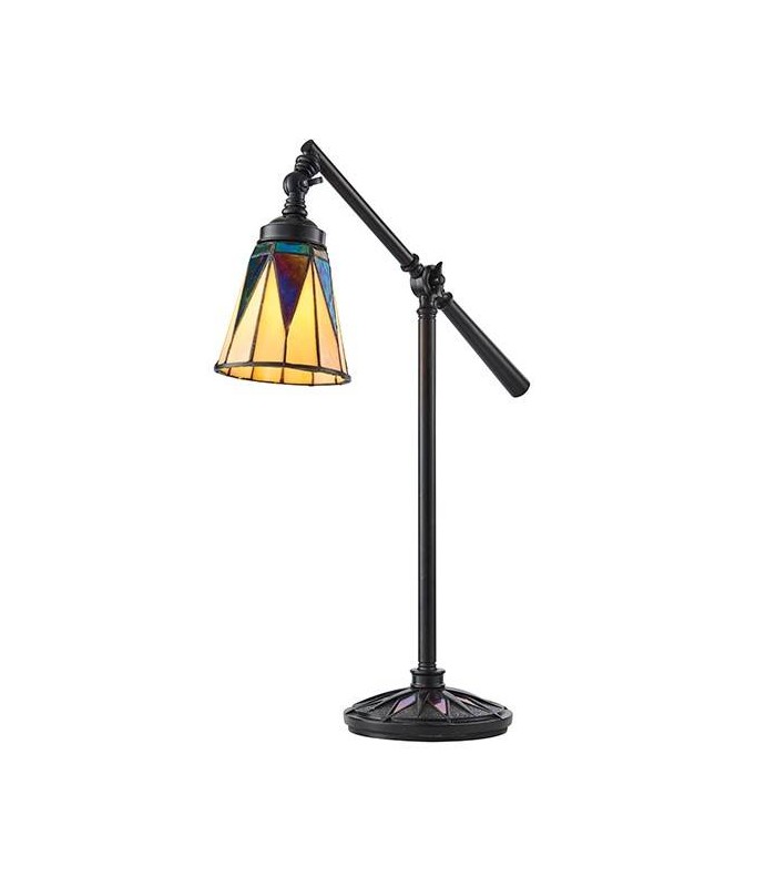 1 Light Task Table Lamp Satin Black With Glass Inserts, Tiffany Style, E14 - 1