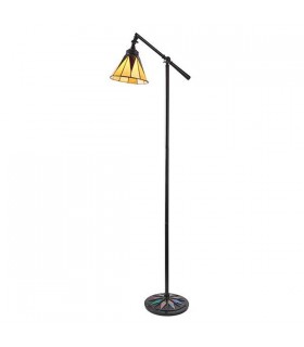 1 Light Task Floor Lamp Satin Black With Glass Inserts, Tiffany Style, E14 - 1