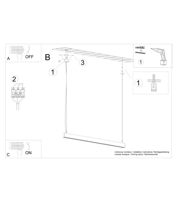 Soren Bar Pendant Ceiling Light Black 3000K-9