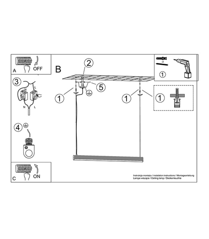 Farge Bar Pendant Ceiling Light White LED 3000K-10