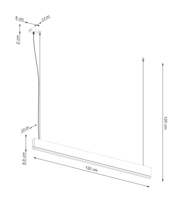 Lykke Bar Pendant Ceiling Light 120cm LED 4000K-11