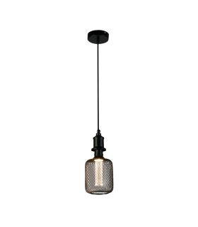 Wire Mesh Effect Drum Lamp Black Metal-1