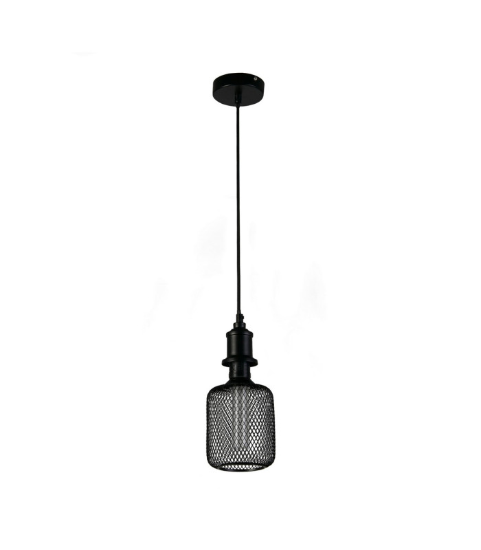 Wire Mesh Effect Drum Lamp Black Metal-2