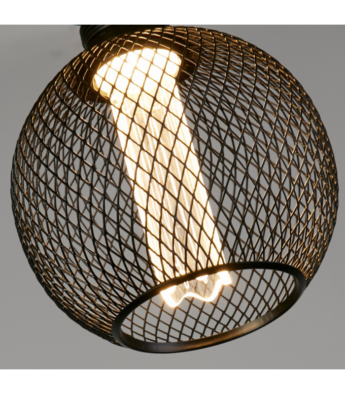 Wire Mesh Effect Globe Lamp Black Metal-3