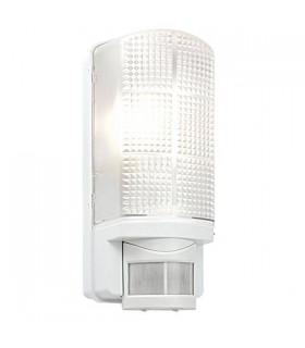 1 Light Outdoor PIR Wall Light Frosted, Gloss White IP44, E27 - 1