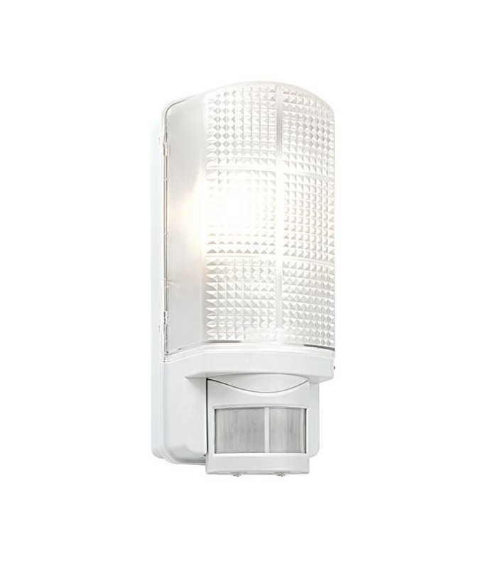 1 Light Outdoor PIR Wall Light Frosted, Gloss White IP44, E27 - 1
