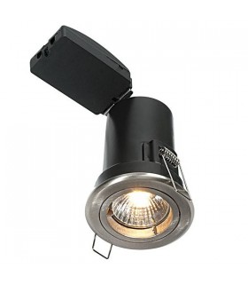 Fire Rated 1 Light Recessed Downlight Satin Nickel Plate, GU10 - 1