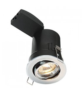 Fire Rated 1 Light Recessed Tilt Downlight Chrome Plate, GU10 - 1