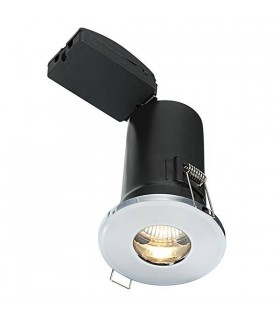 Fire Rated 1 Light Bathroom Recessed Light Chrome Plate, Glass IP65, GU10 - 1