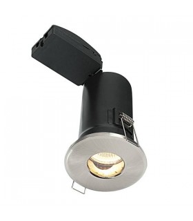 Fire Rated 1 Light Bathroom Recessed Light Satin Nickel Plate, Glass IP65, GU10 - 1
