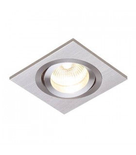 1 Light Recessed Downlight Brushed Silver Anodised, GU10 - 1