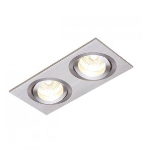 2 Light Recessed Downlight Brushed Silver Anodised, GU10 - 1