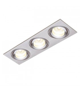3 Light Recessed Downlight Brushed Silver Anodised, GU10 - 1