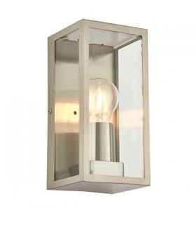 1 Light Outdoor Wall Light Brushed Stainless Steel, Glass IP44, E27 - 1