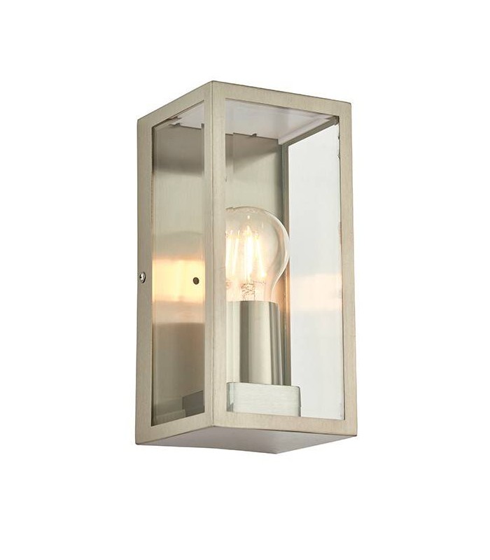 1 Light Outdoor Wall Light Brushed Stainless Steel, Glass IP44, E27 - 1