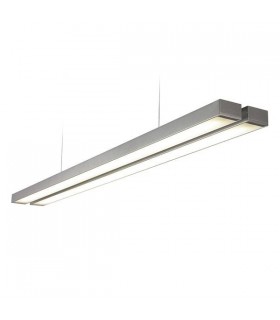 Integrated LED Linear Baton Pendant Twin Bar Silver, Opal - 1