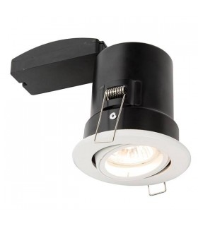 Fire Rated 1 Light Recessed Tilt Downlight Matt White, GU10 - 1